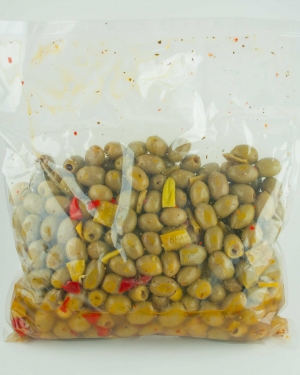 Green olives pitted with peppers